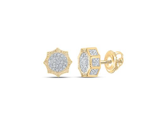 10K Starburst 3D Studs Earrings