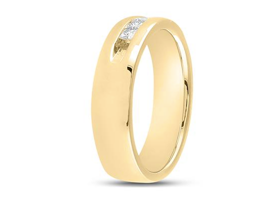 14K Princess Cut Wedding Single Row Band