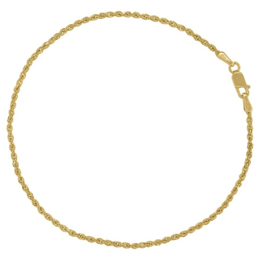 10K Solid Rope Anklet 1mm