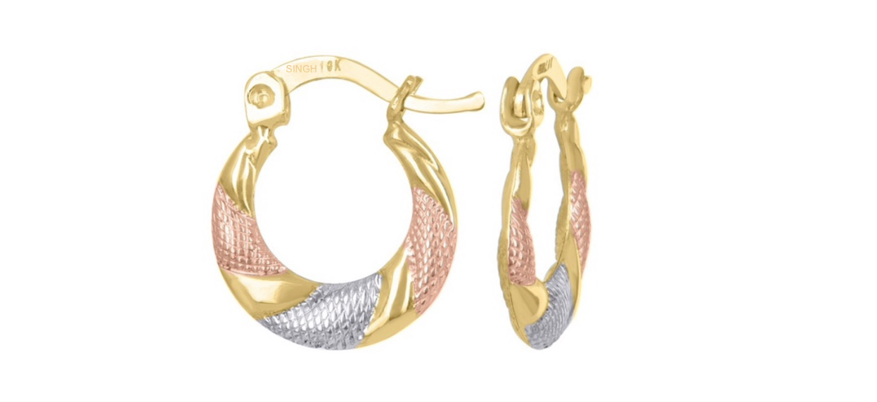 10K Tri-Tone Twisted Hoops