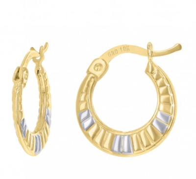 10k Two Tone Hinged Hoops