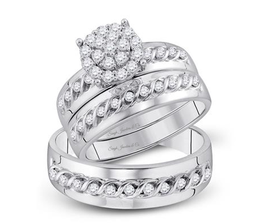 10kt Diamond Braided Trio Set
