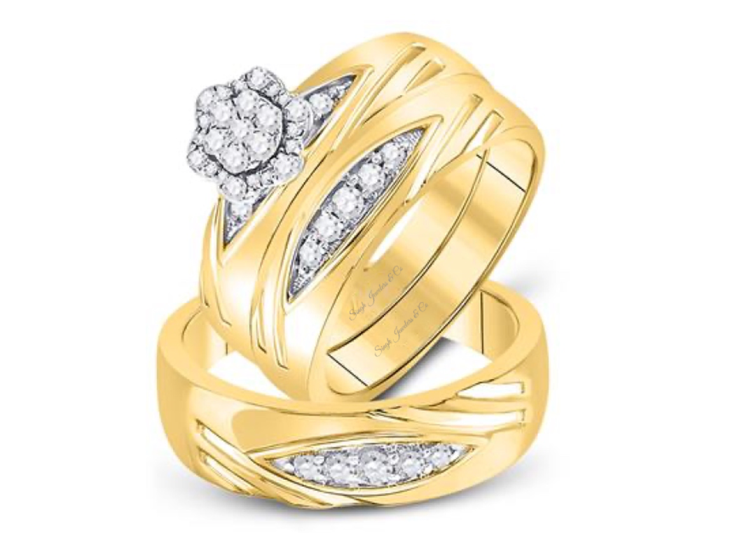10kt Diamond Floral Trio Set