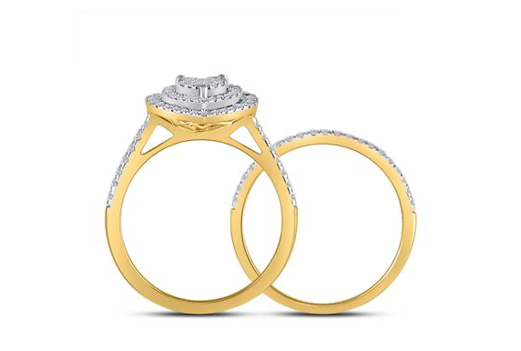 10K Heart Bridal 5/8 Cttw Diamond Wedding Ring Set
