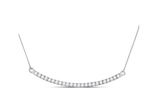 14k Single Row Curved Bar Diamond Necklace