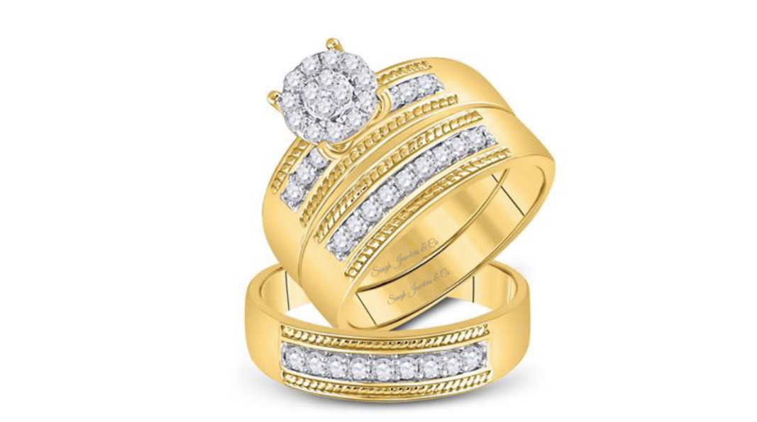 10K Round Diamond Trio Set