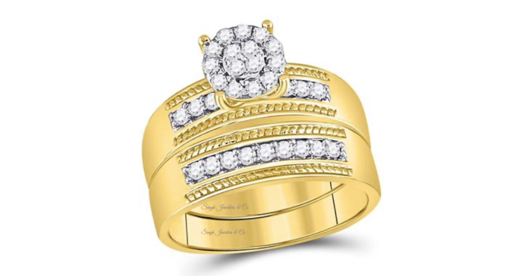 10K Round Diamond Trio Set