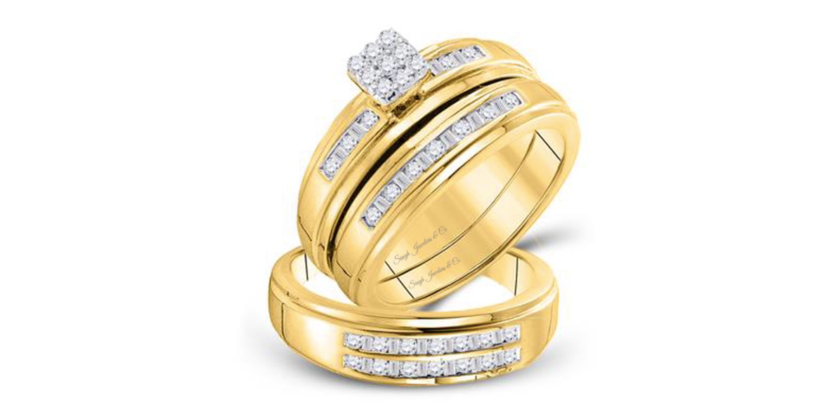 14k Round Diamond Matching Trio Set