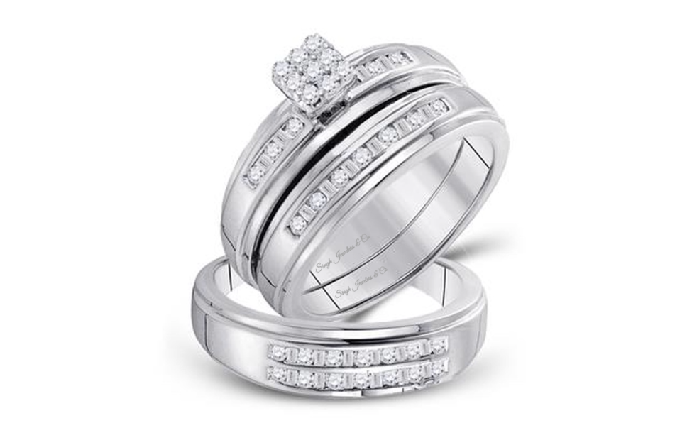 14k Round Diamond Matching Trio Set