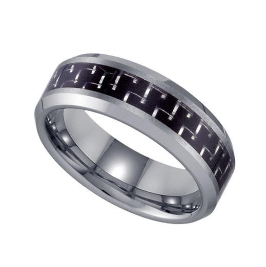 Tungsten Black Carbon Fiber Inlay