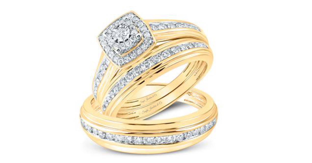 Square Halo Diamond Trio Set