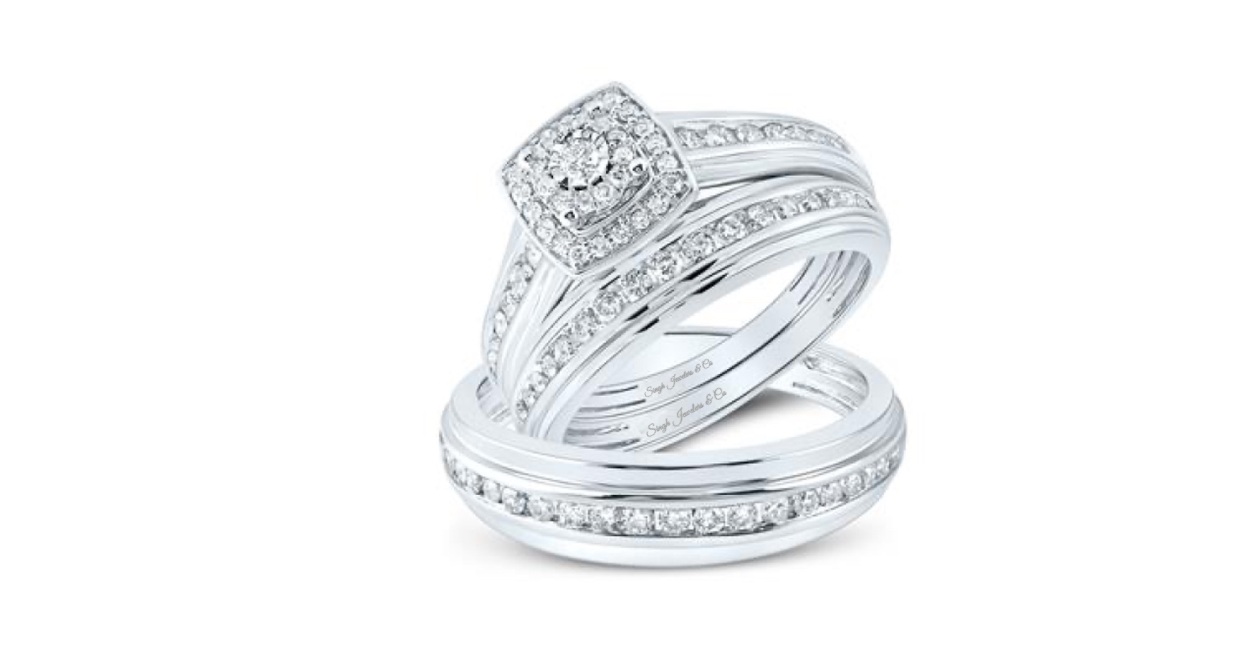 Square Halo Diamond Trio Set