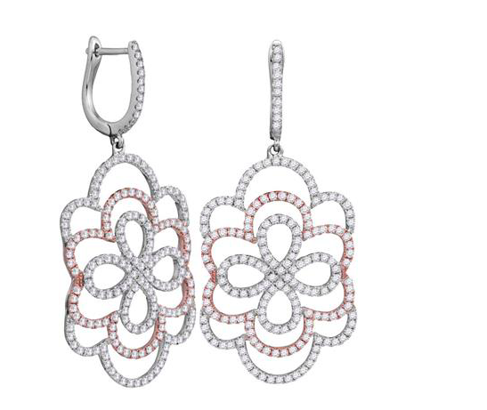 18K Two-Tone Ripple Diamond Earrings