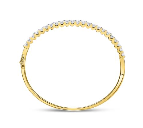 14K Classic Round Diamond Bangle