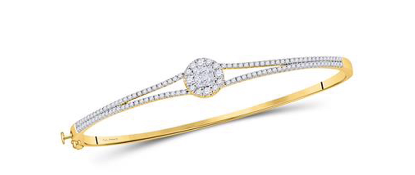 14K Princess-Cut Bangle