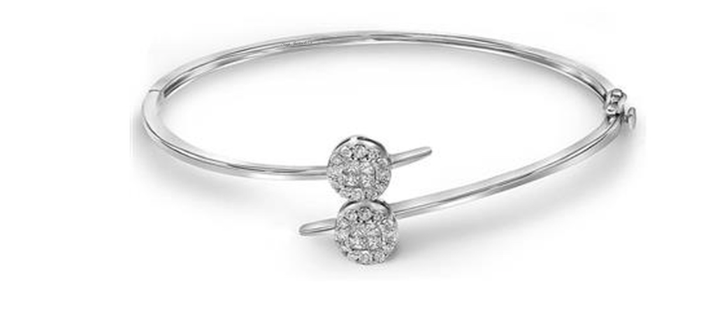 14K Princess-Cut Bypass Bangle