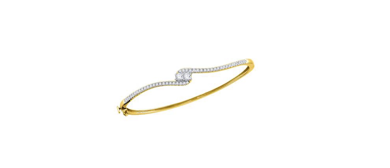14K Forever Hearts 2-Stone Diamond Bangle