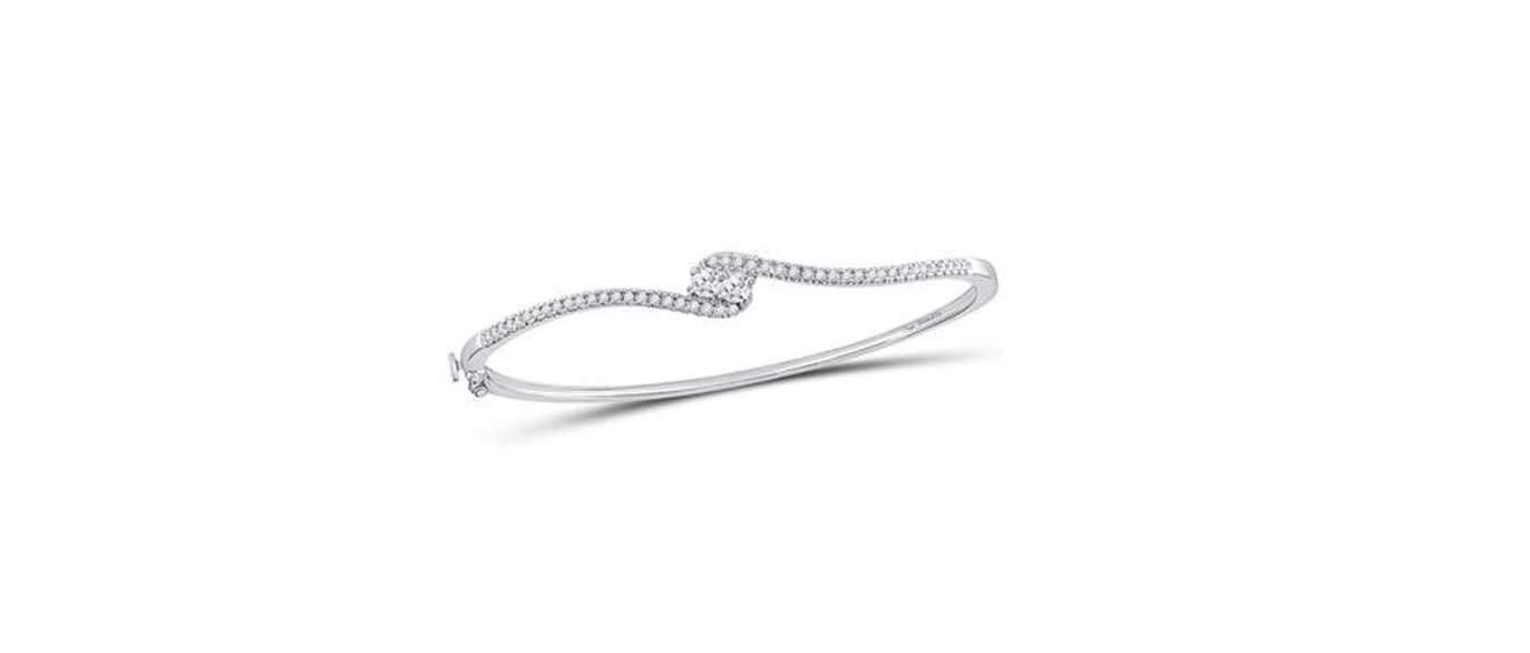 14K Forever Hearts 2-Stone Diamond Bangle
