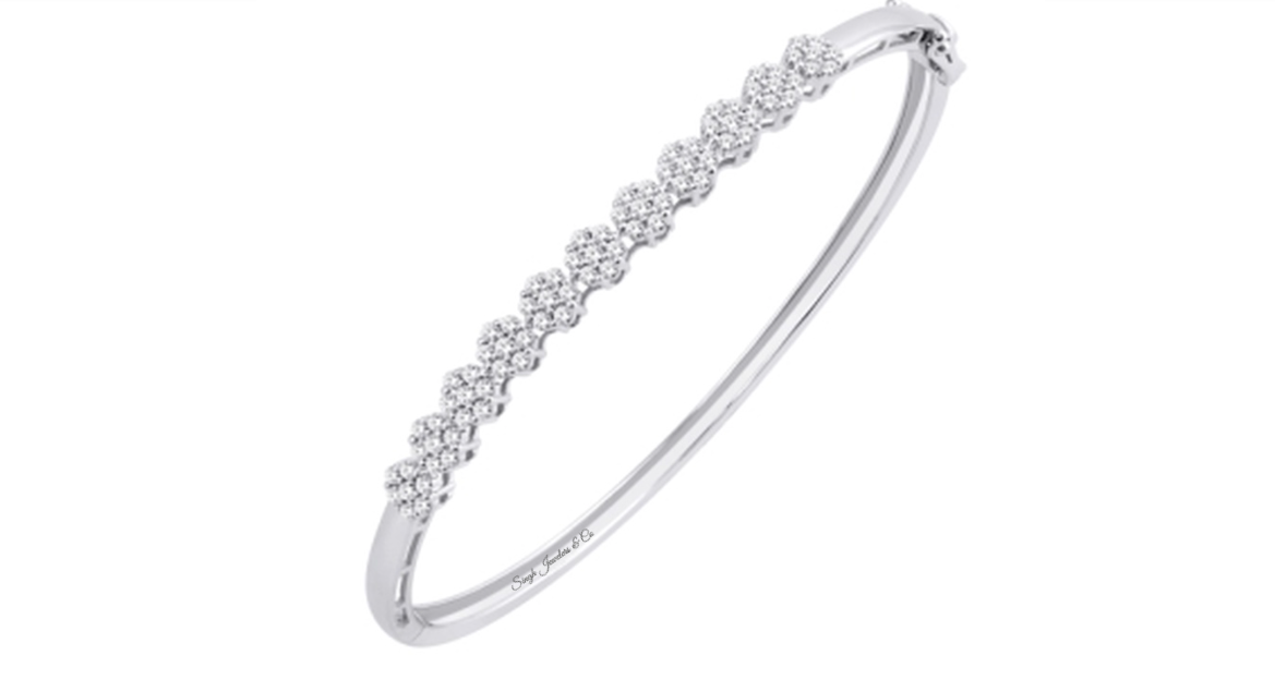 10K Flower Diamond Bangle