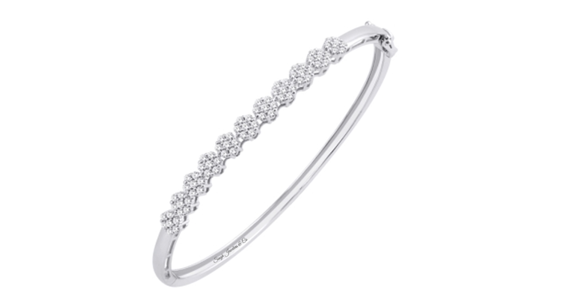 10K Flower Cut Diamond Bangle