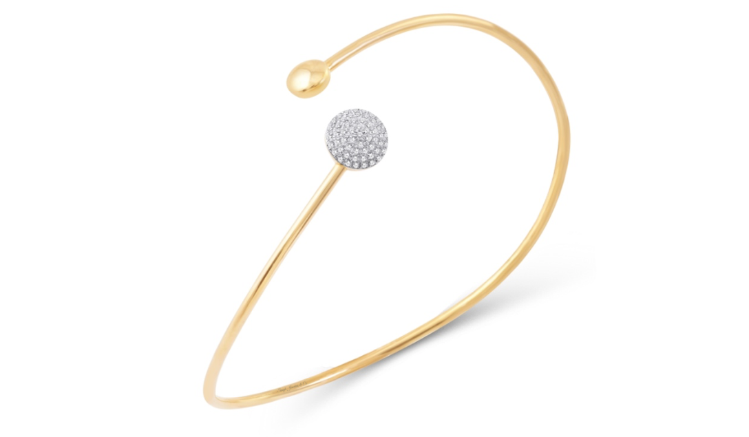 10K Yellow Gold Slip On Diamond Bangle