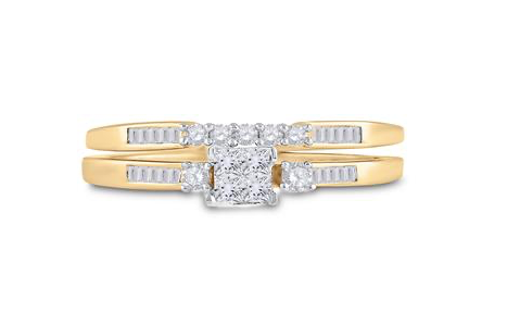 10K Princess Cut Bridal Wedding Ring Set