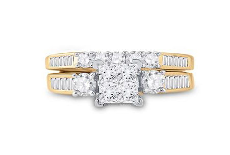 14K Princess Cut Bridal Ring Set