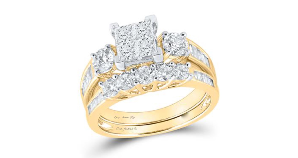 14K Princess-Cut Bridal Ring Set