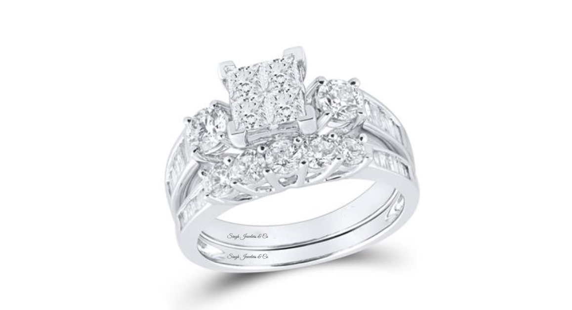 14K Princess-Cut Bridal Ring Set