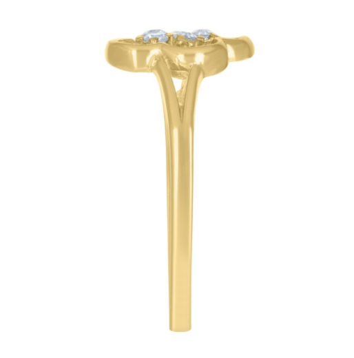 10K Flower White Sapphires Ring