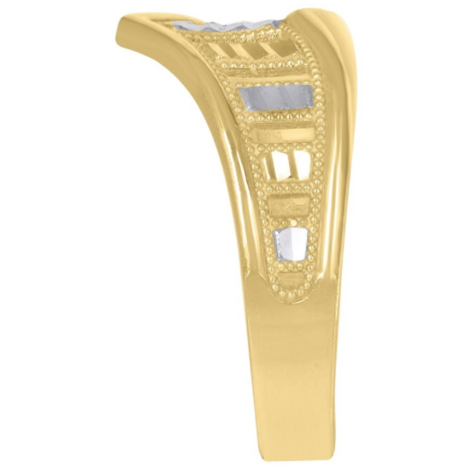 10K Yellow Gold Diamond Cut Band Ring
