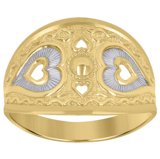 10K Two Tone Double Hearts Ring