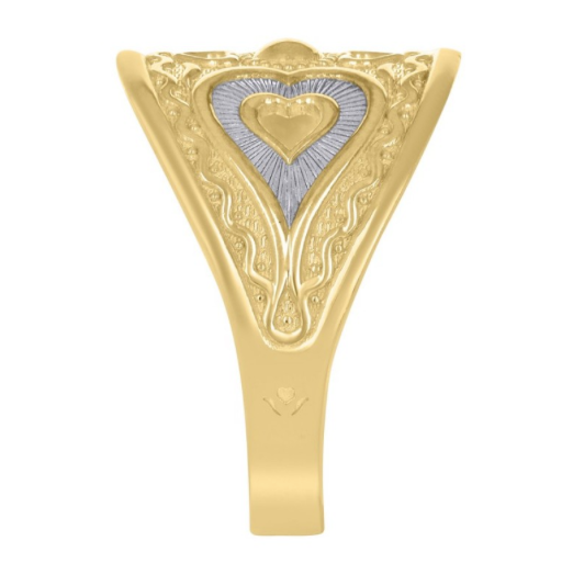 Side view of 10K Two-Tone Heart Band Ring