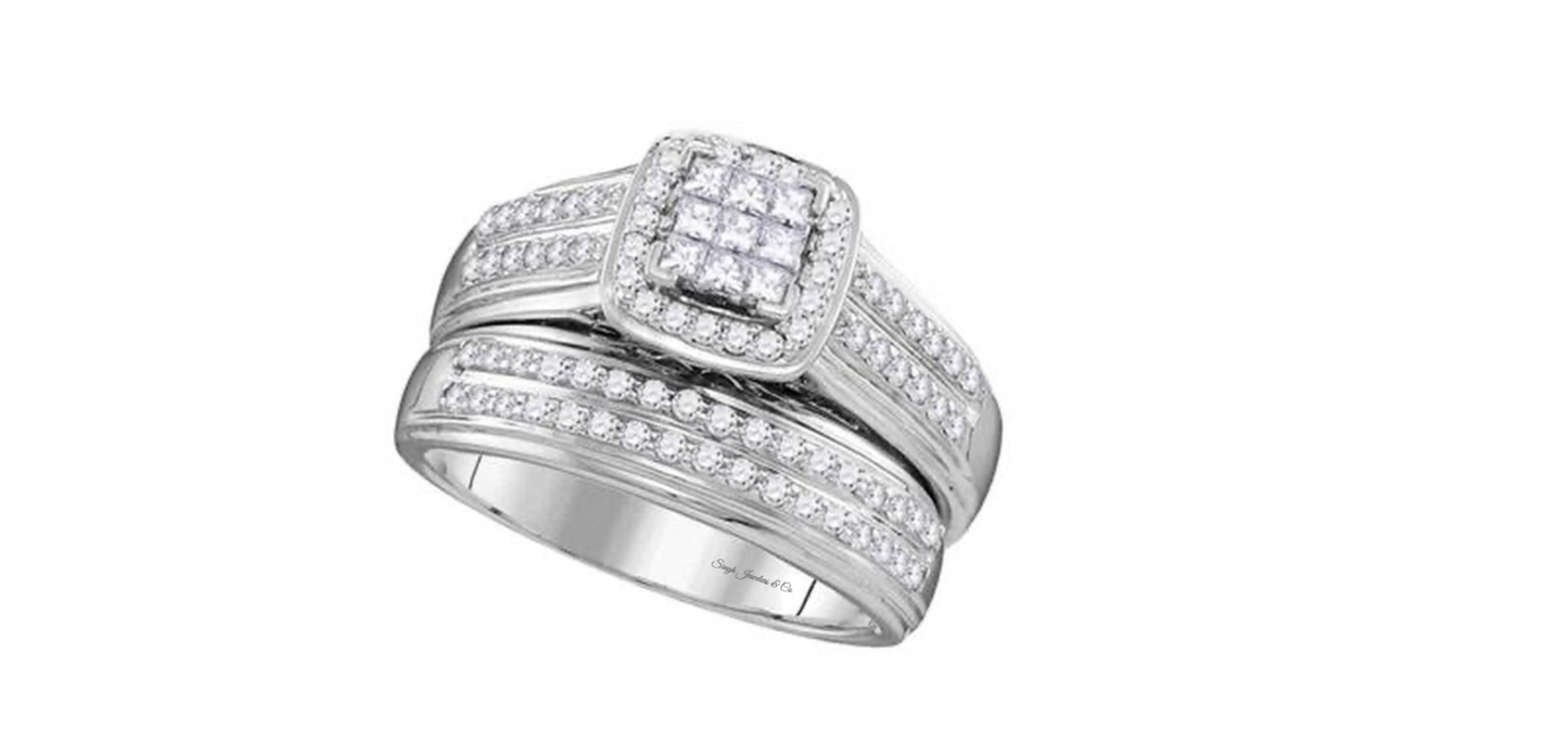 10K Princess-Cut Bridal Trio Set