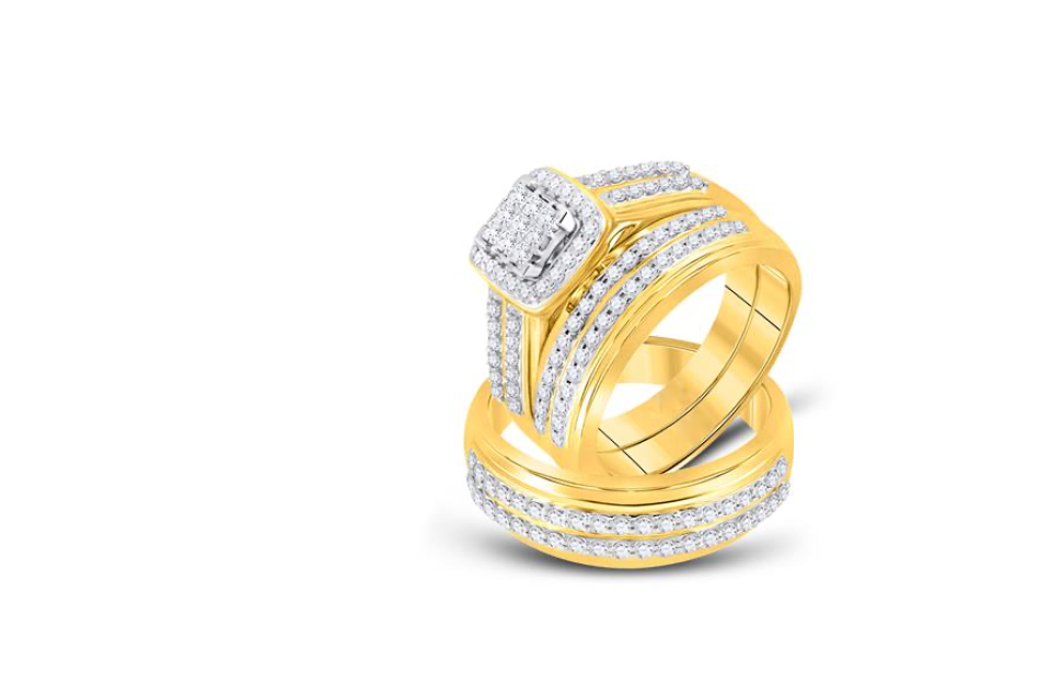 10K Princess-Cut Bridal Trio Set