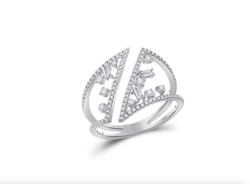 14K Gold Baguette Diamond Scattered Fashion Ring, 3/8 Cttw - Luxury Space Design