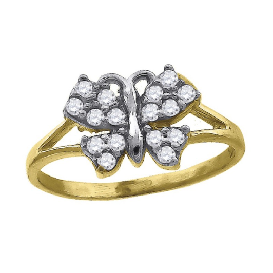 10kt Two-Tone Gold Womens Butterfly Ring