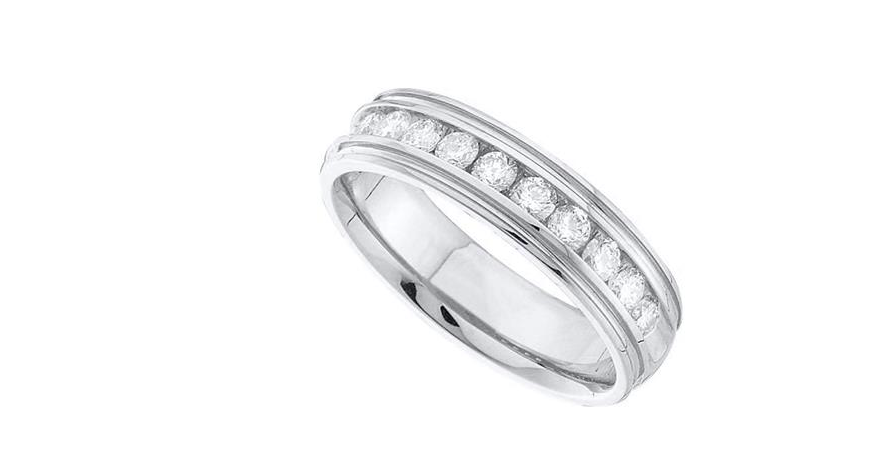 14K Ridged Edge Wedding Band