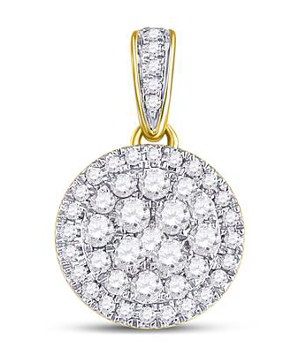 14K Halo Round Diamond Pendant
