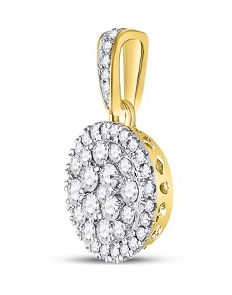 14K Halo Round Diamond Pendant