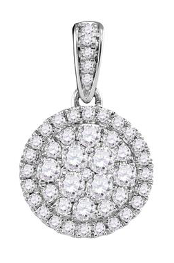 14K Halo Round Diamond Pendant