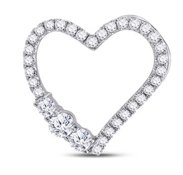 14K Round Solitaire Heart Pendant