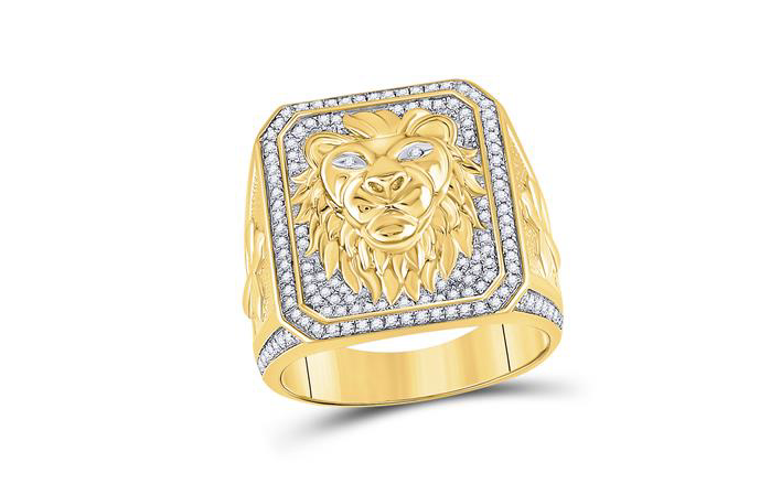 10K Lion Face Ring