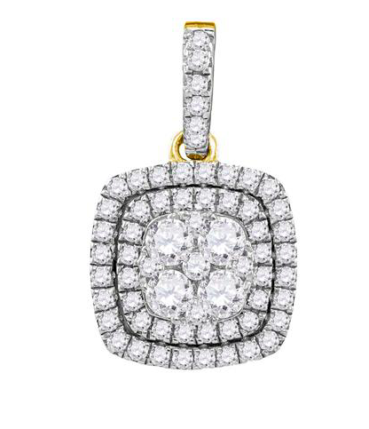 14K Square Diamond Pendant