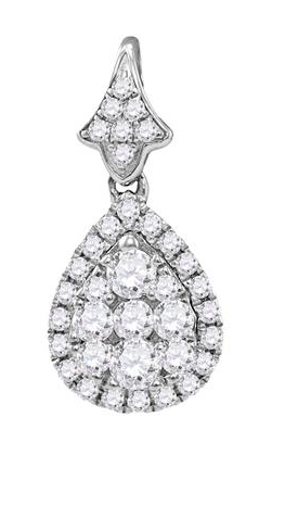 14K Teardrop Round Diamond Pendant