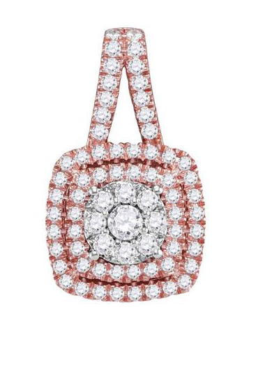 14K Round Diamond Cushion Pendant