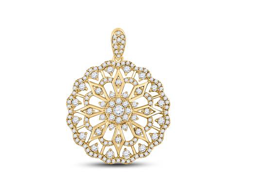 14K Mandala Circle 7/8 Cttw Diamond Pendant
