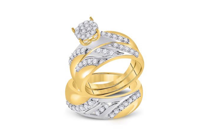 14K Bridal Trio Ring Set