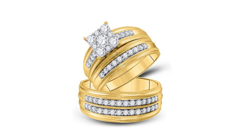 14K Wedding Trio Set