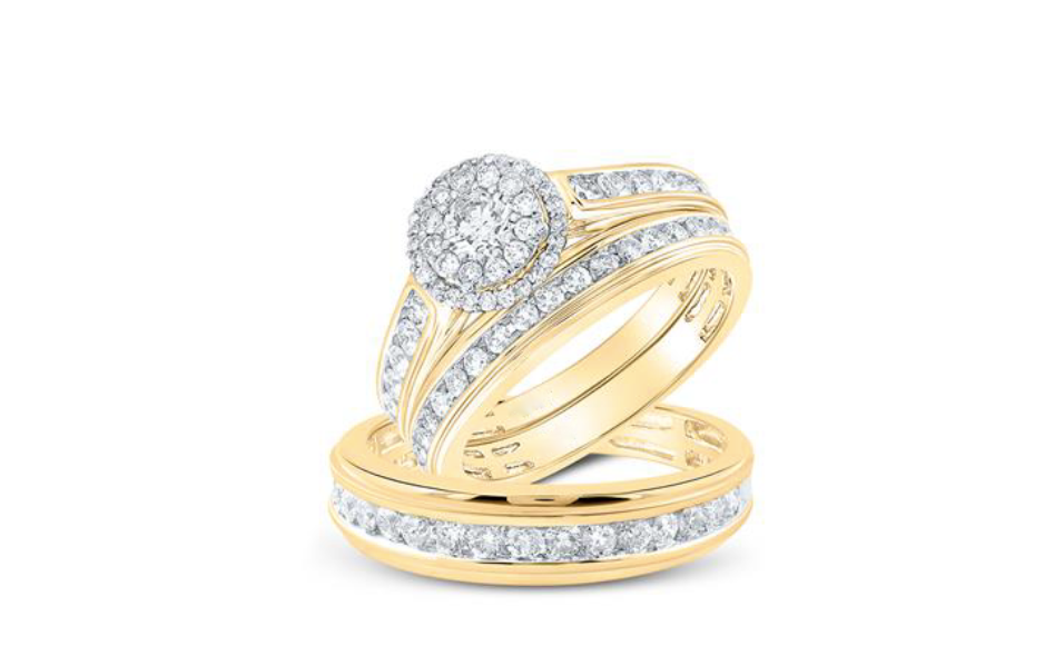 Halo Round Diamond Trio Set